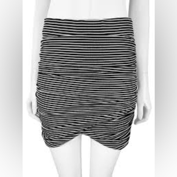A/X ARMANI EXCHANGE Striped Zip Up Skirt in Black White - Picture 1 of 7